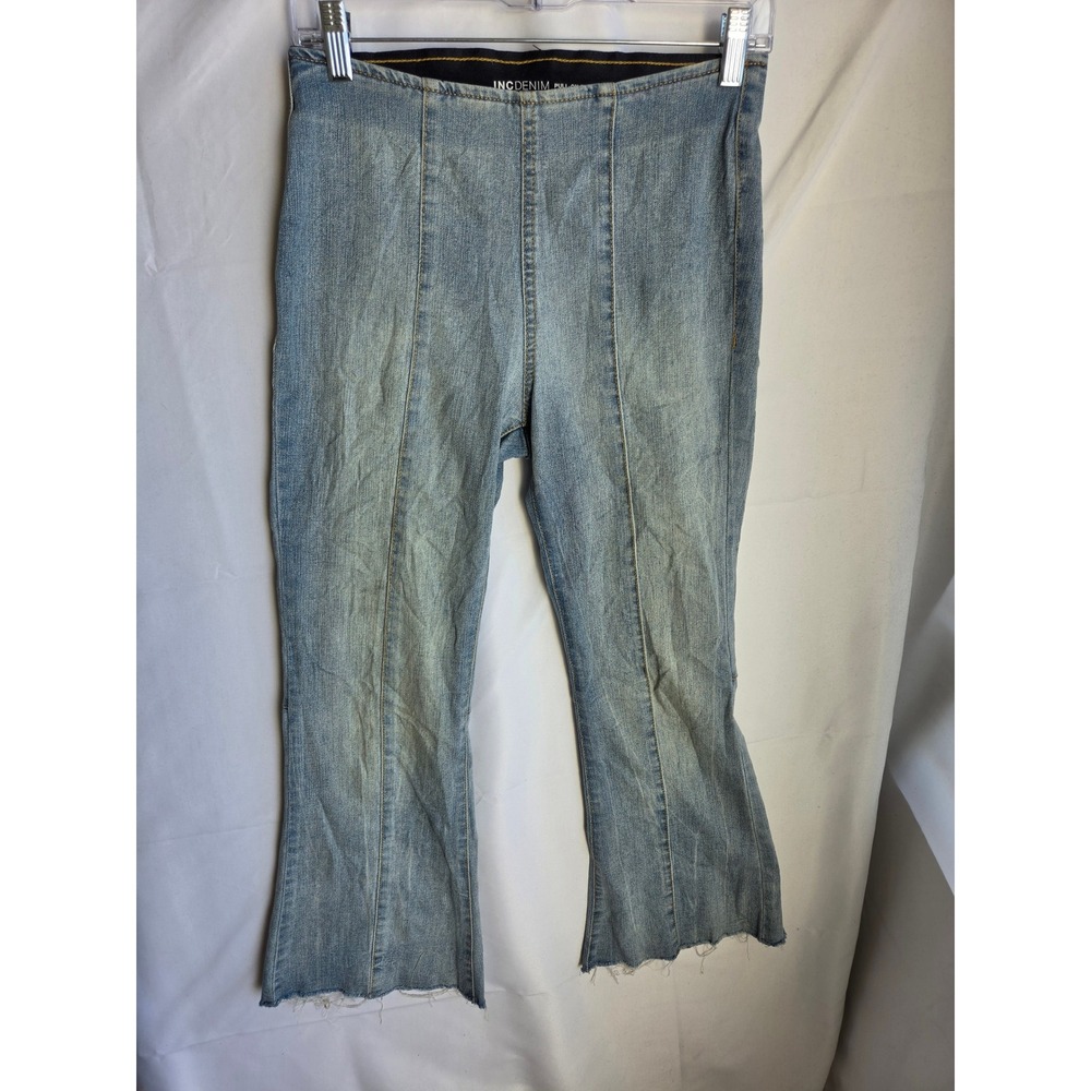 INC Pull-On Flare Jeans Womens  Blue Light Wash Slim High Rise Flare